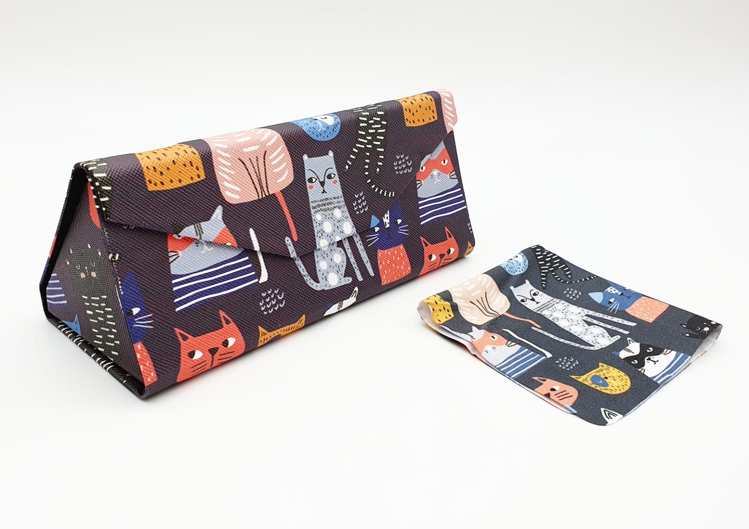 cat folding glasses case angle view